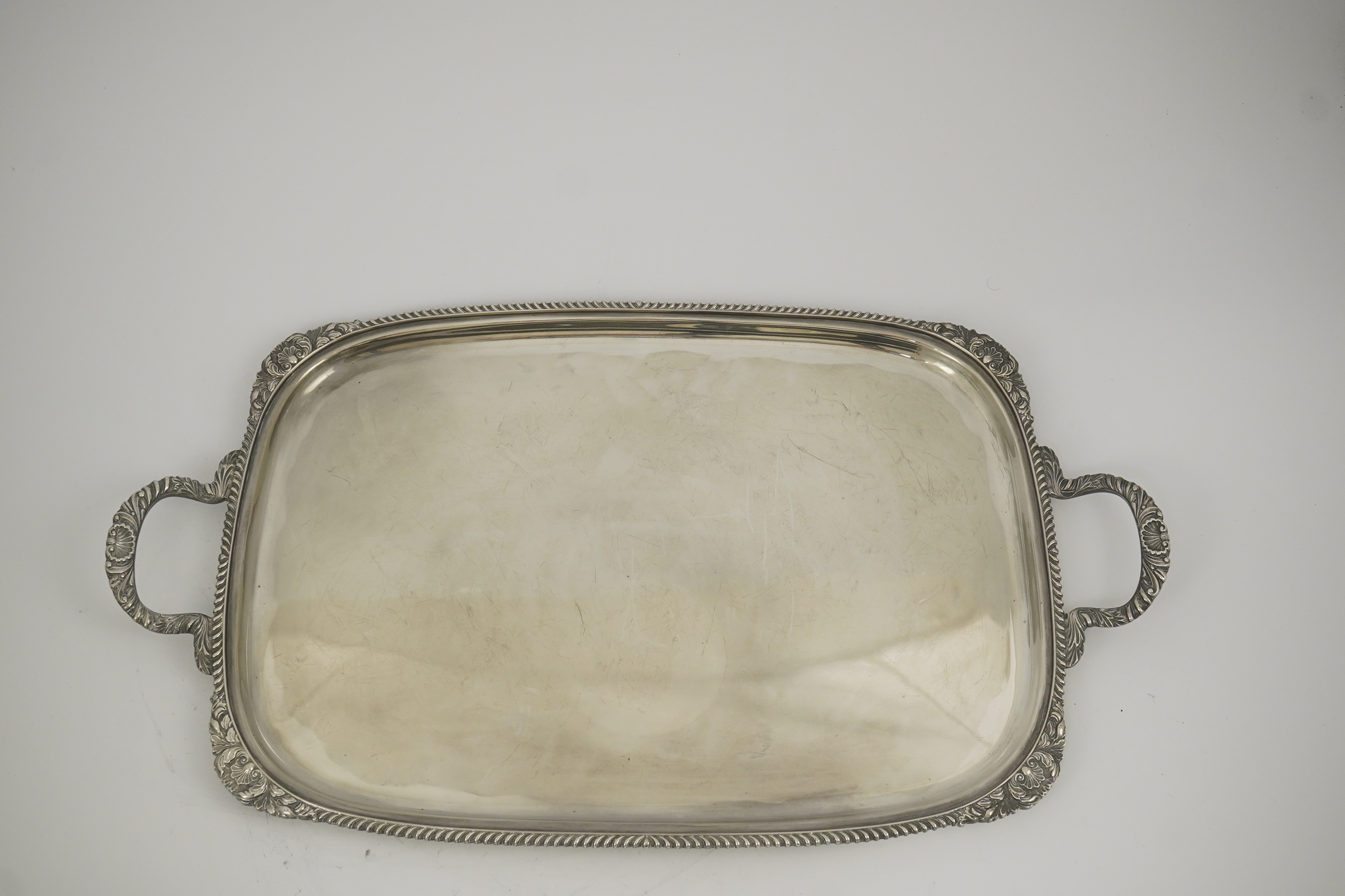 An Elizabeth II silver two handled silver tea tray, by Roberts & Belk